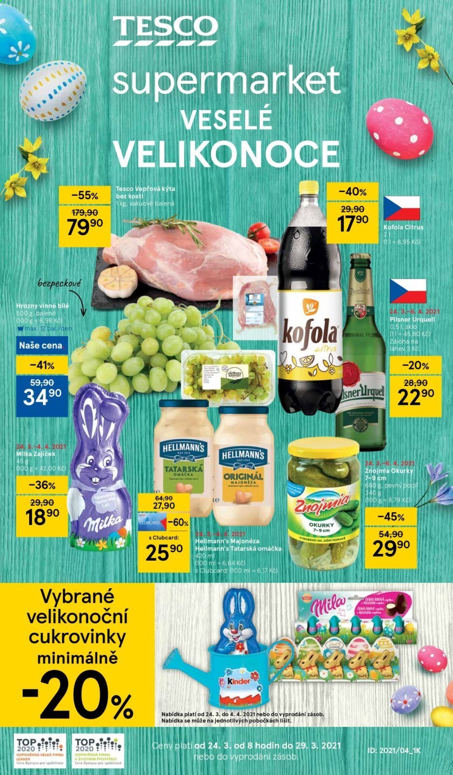 Leták TESCO supermarket - 24.3.2021 - 29.3.2021. Strana 1