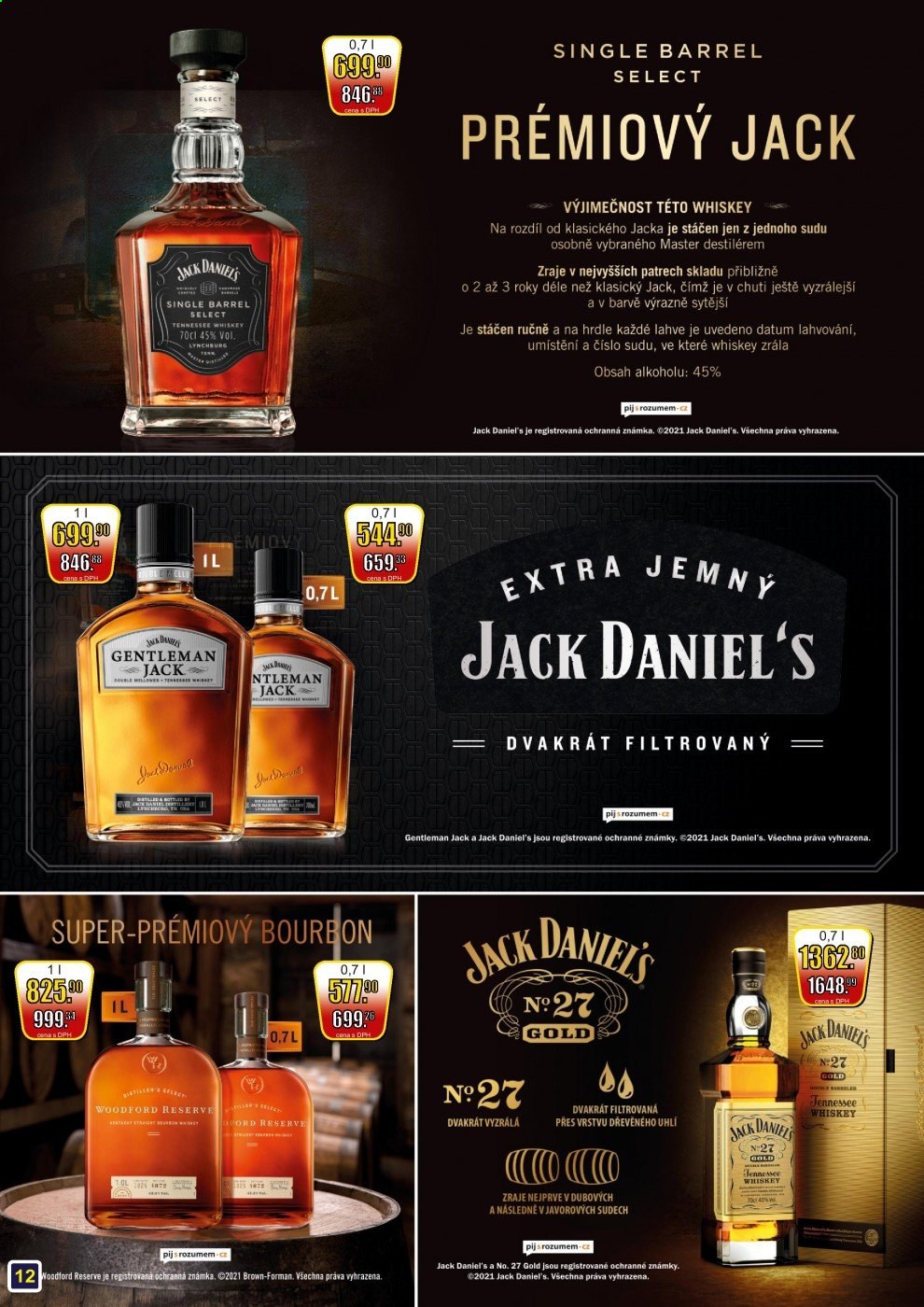 thumbnail - Leták Adam velkoobchod Šternberk - 1.4.2021 - 30.4.2021 - Produkty v akci - alkohol, whisky, Bourbon, Jack Daniel’s, Woodford Reserve, Gentleman Jack. Strana 12.