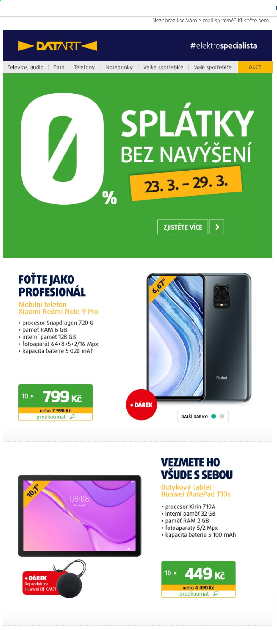 Leták DATART - 23.3.2021 - 29.3.2021. Strana 1