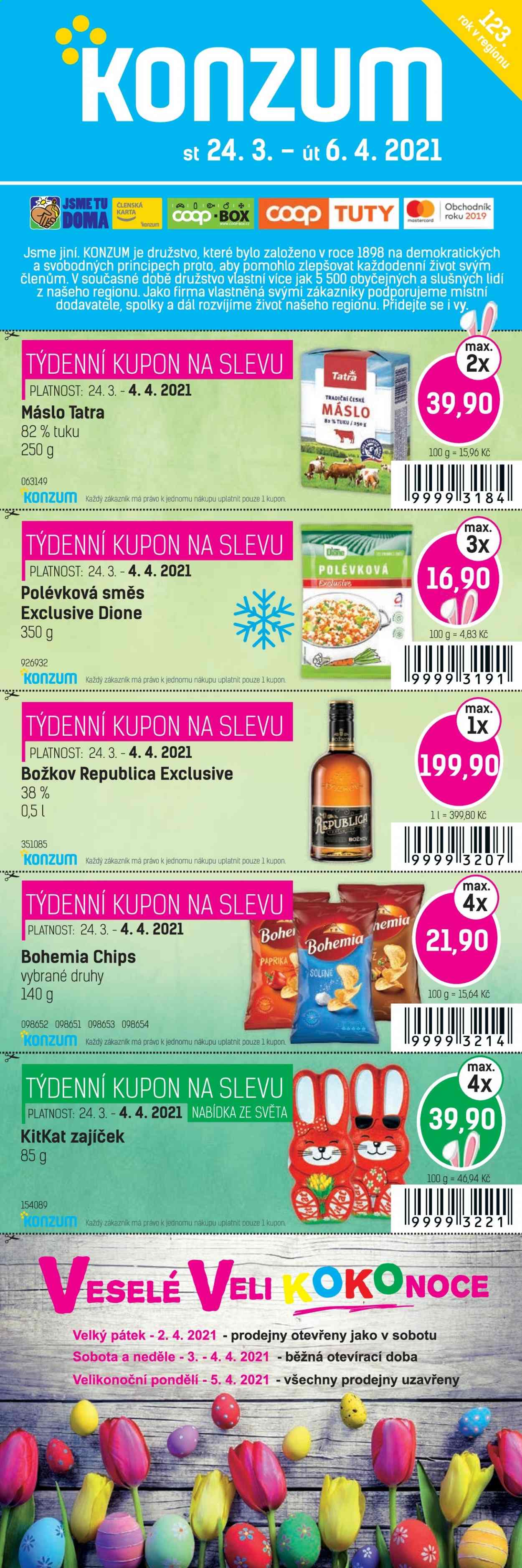 Leták Konzum - 24.3.2021 - 6.4.2021. Strana 1