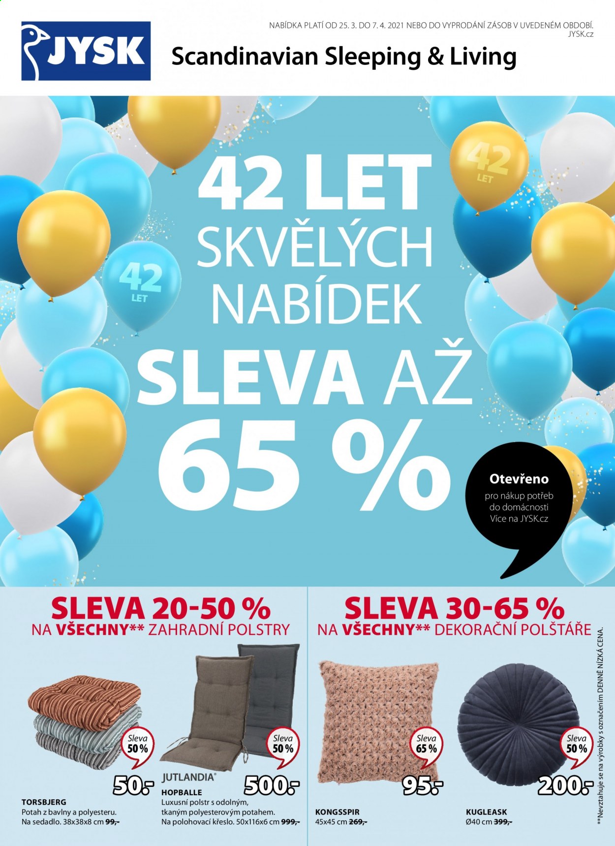 Leták JYSK - 25.3.2021 - 7.4.2021. Strana 1