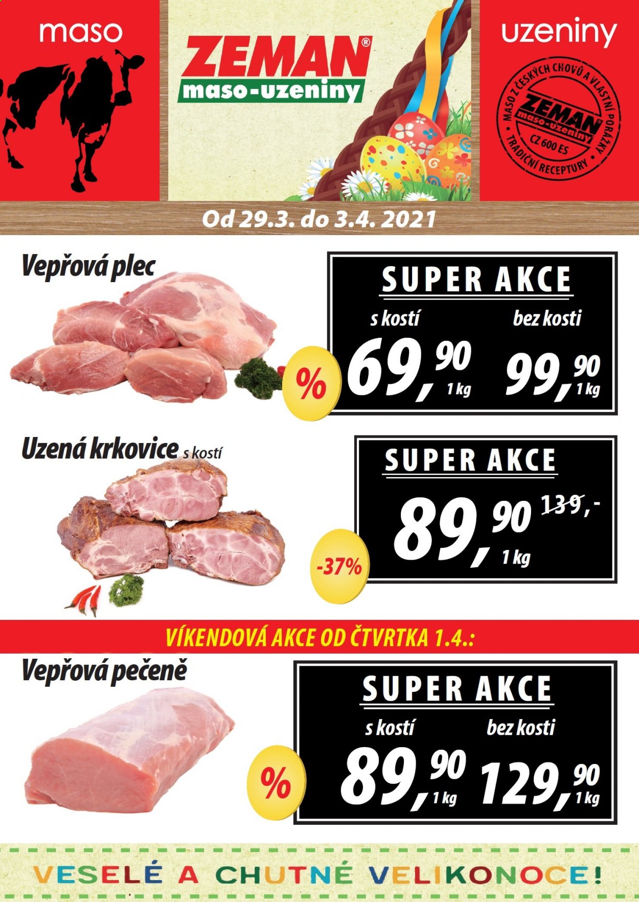 Leták ZEMAN maso-uzeniny - 29.3.2021 - 3.4.2021. Strana 1