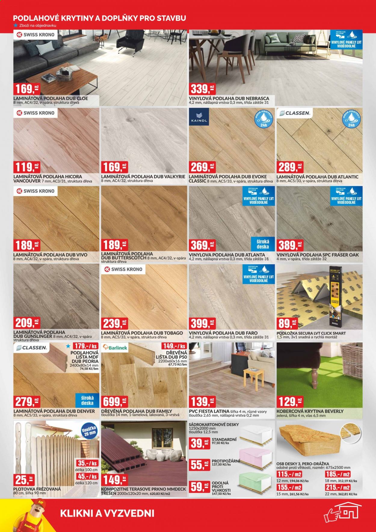 thumbnail - Leták Baumax - 27.3.2021 - 30.4.2021 - Produkty v akci - deska, podlahová lišta, podlahové krytiny, podlaha, dřevěná podlaha, vinylová podlaha, laminátová podlaha, sádrokartonová deska, terasové prkno, osb desky, plotovky, podložka. Strana 6.