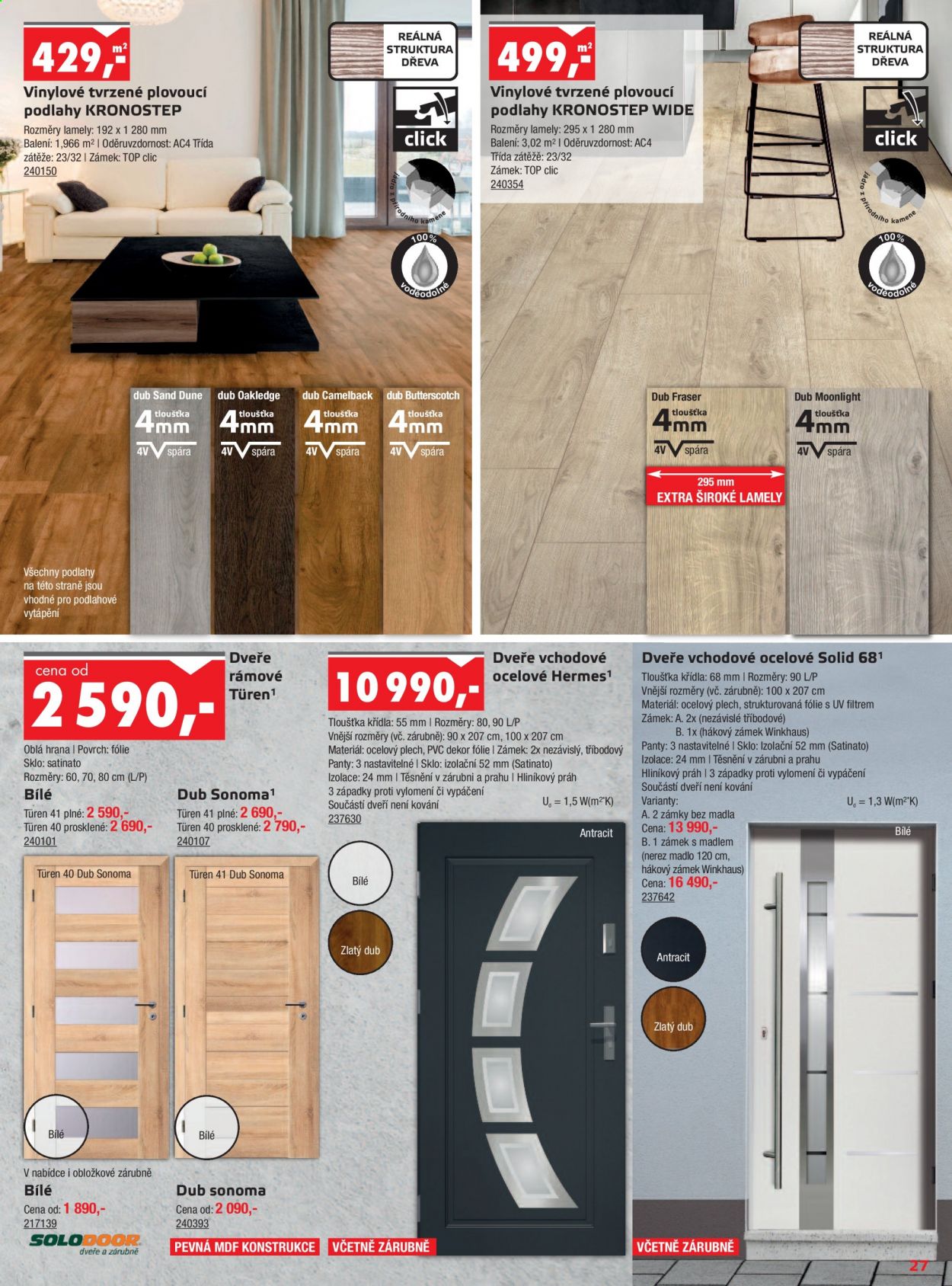 thumbnail - Leták UNI HOBBY - 1.4.2021 - 25.4.2021 - Produkty v akci - podlahové vytápění, plovoucí podlaha, podlaha, prahy, vchodové dveře, dveře, izolace, těsnění. Strana 27.