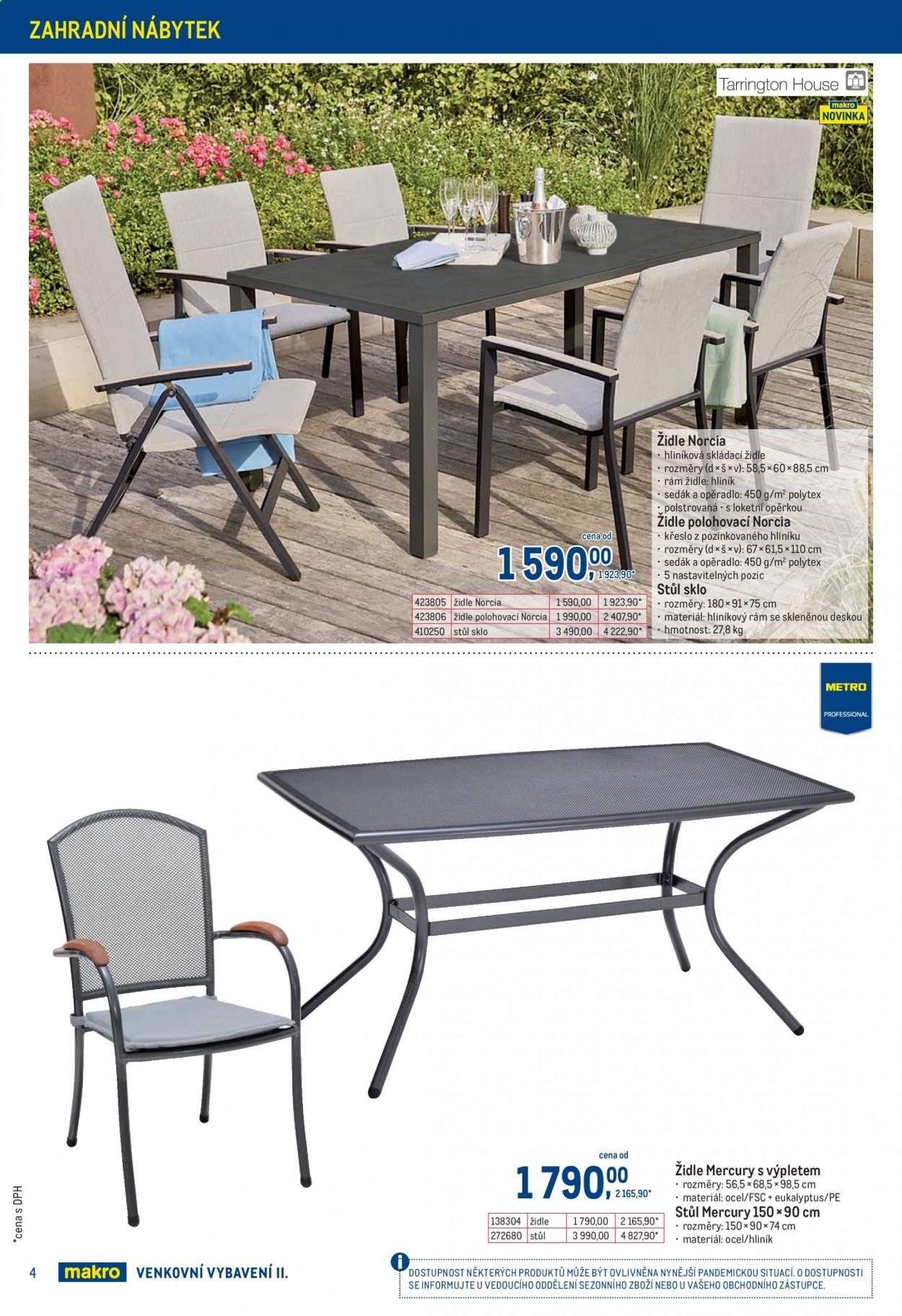 thumbnail - Leták MAKRO - 14.4.2021 - 11.5.2021 - Produkty v akci - podsedák, stůl, židle, skládací židle, křeslo, zahradní nábytek, zahradní židle. Strana 4.