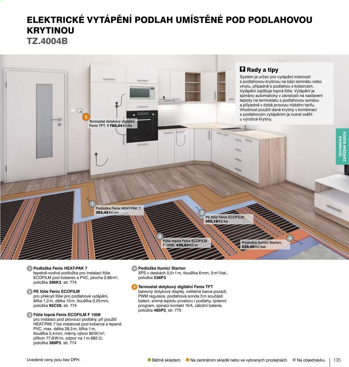 thumbnail - Leták DEK - Produkty v akci - podlahové vytápění, termostat, koberec, podložka. Strana 137.