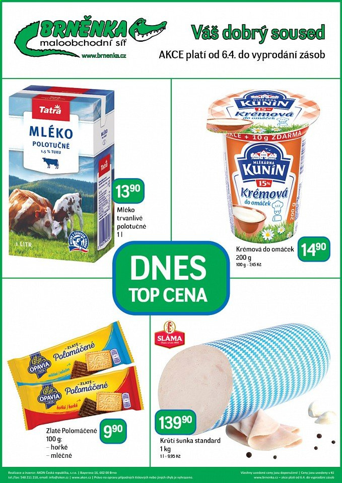 Leták Brněnka. Strana 1