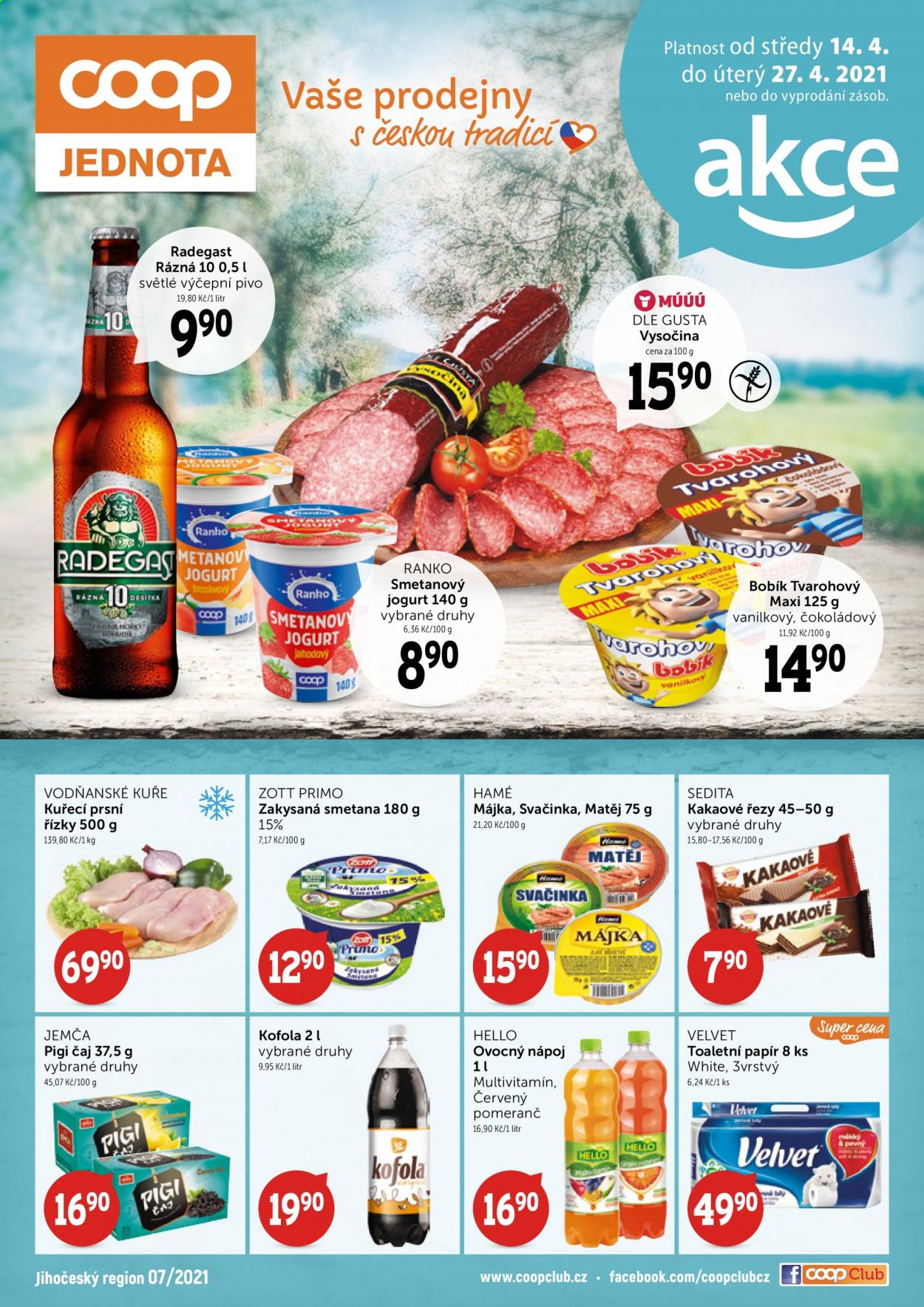 Leták coop JEDNOTA - 14.4.2021 - 27.4.2021. Strana 1