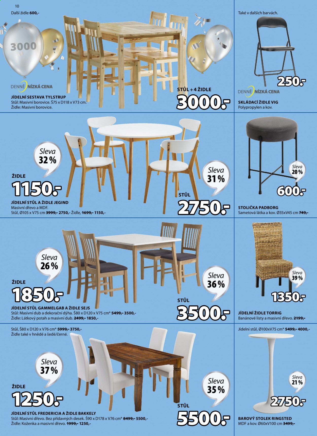 thumbnail - Leták JYSK - 22.4.2021 - 5.5.2021 - Produkty v akci - barový stůl, jídelní sestava, jídelní stůl, stolek, jídelní židle, stolička, židle, skládací židle, látka. Strana 10.