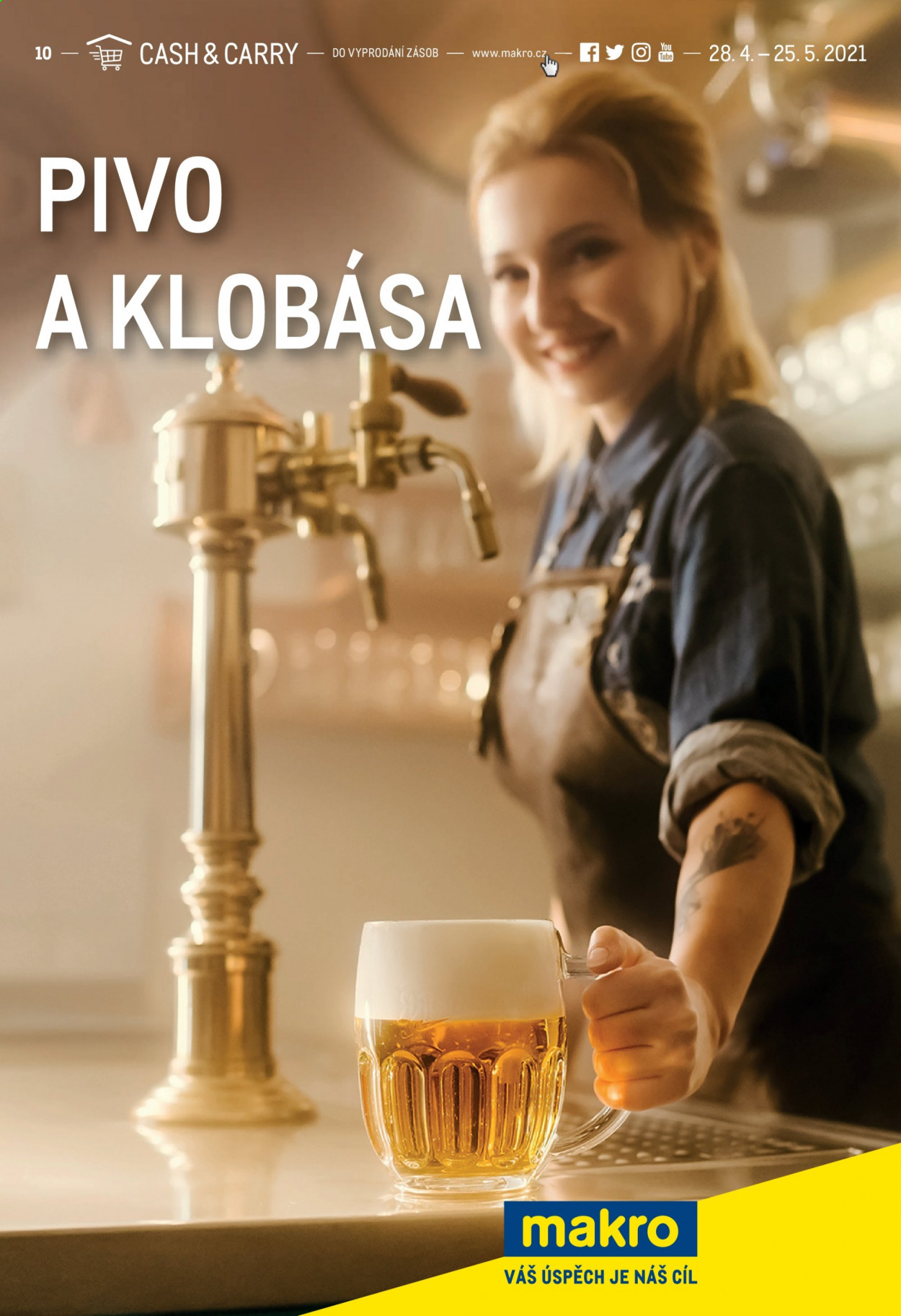 thumbnail - Leták MAKRO - 28.4.2021 - 25.5.2021 - Produkty v akci - klobása, pivo, alkohol. Strana 1.