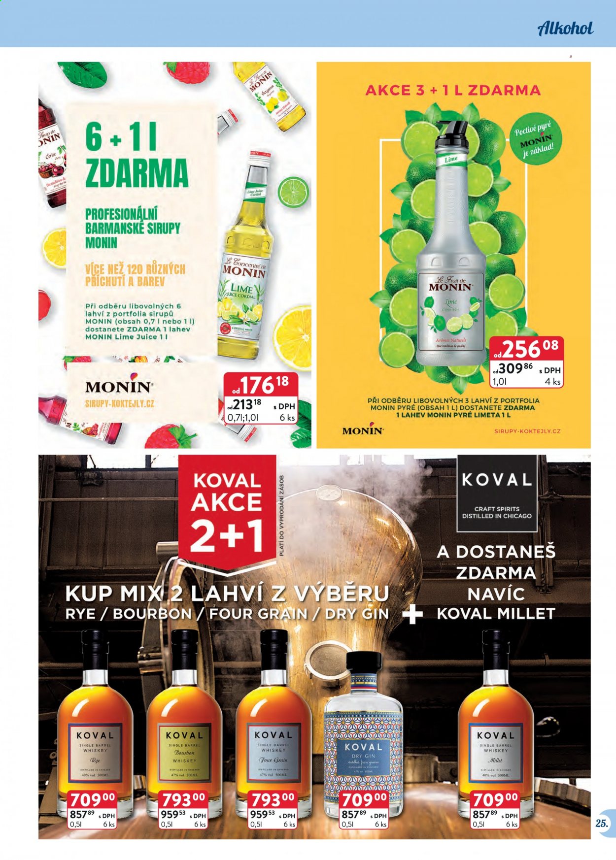 thumbnail - Leták Astur & Qanto velkoobchod - 1.5.2021 - 31.5.2021 - Produkty v akci - limetka, sirup, džus, alkohol, Monin, gin, whisky, Bourbon. Strana 25.