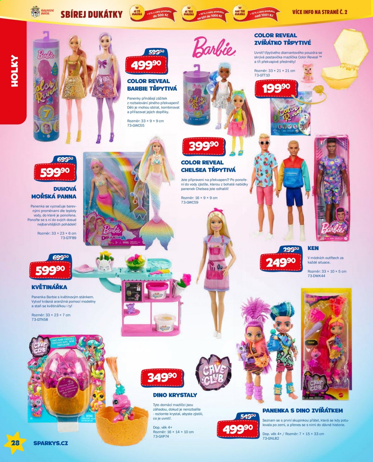 thumbnail - Leták Sparkys - 1.5.2021 - 31.7.2021 - Produkty v akci - turistický stan, Barbie, panenka, zvířátko. Strana 28.
