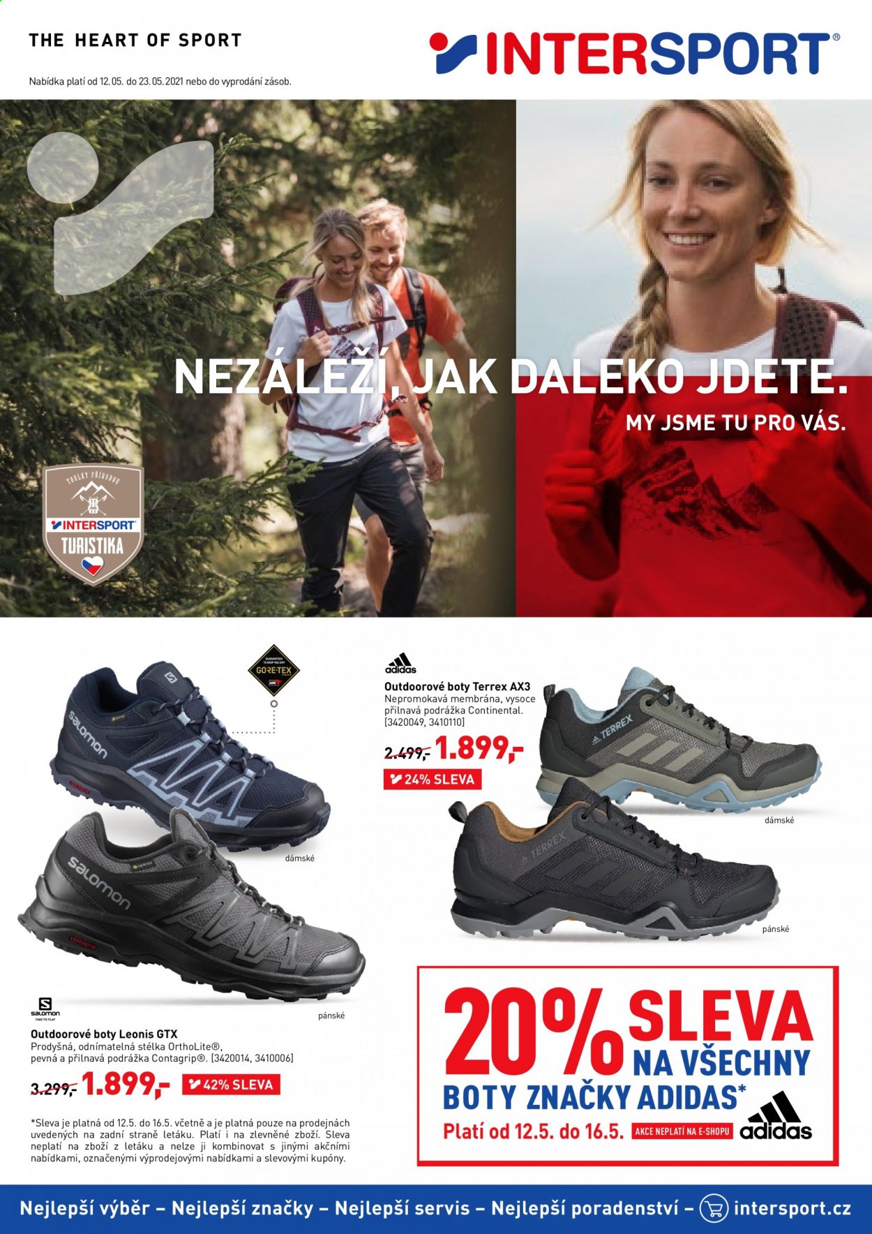 thumbnail - Leták INTERSPORT - 12.5.2021 - 23.5.2021 - Produkty v akci - Adidas, boty. Strana 1.