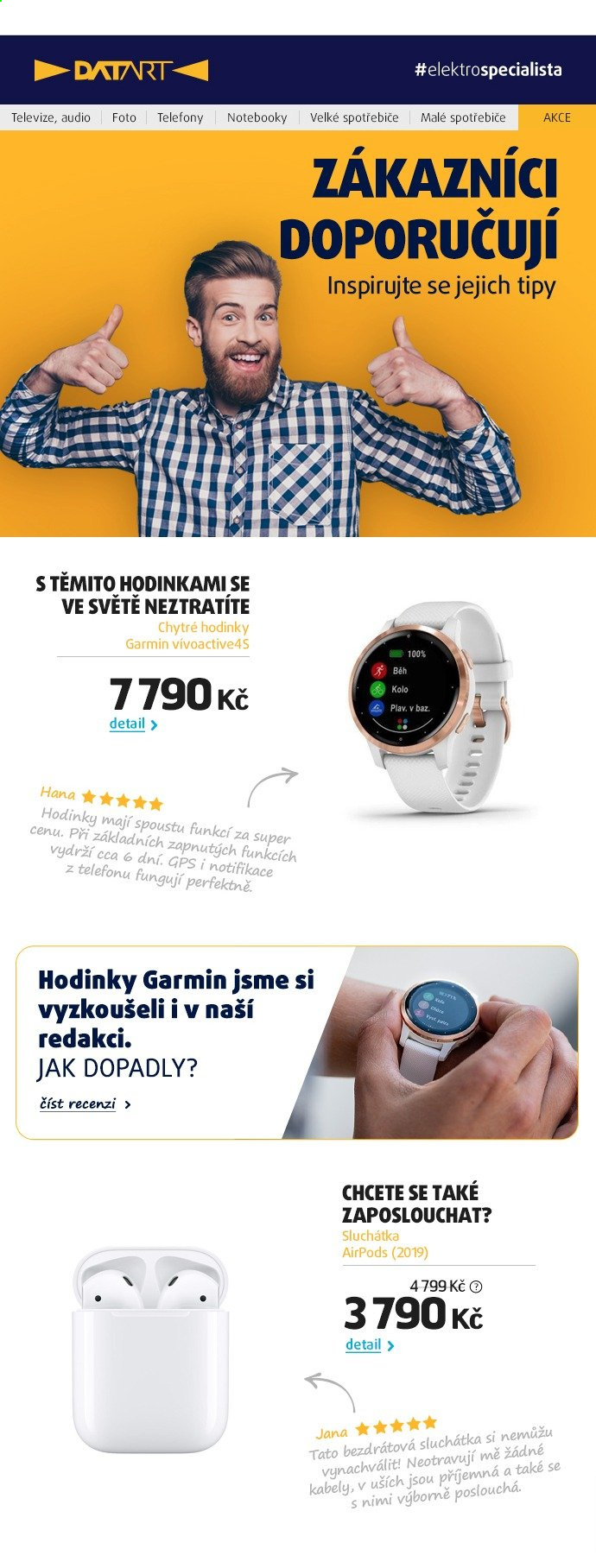 thumbnail - Leták DATART - 28.5.2021 - 2.6.2021 - Produkty v akci - chytré hodinky, hodinky, Garmin, televize, bezdrátová sluchátka, sluchátka, Airpods. Strana 1.