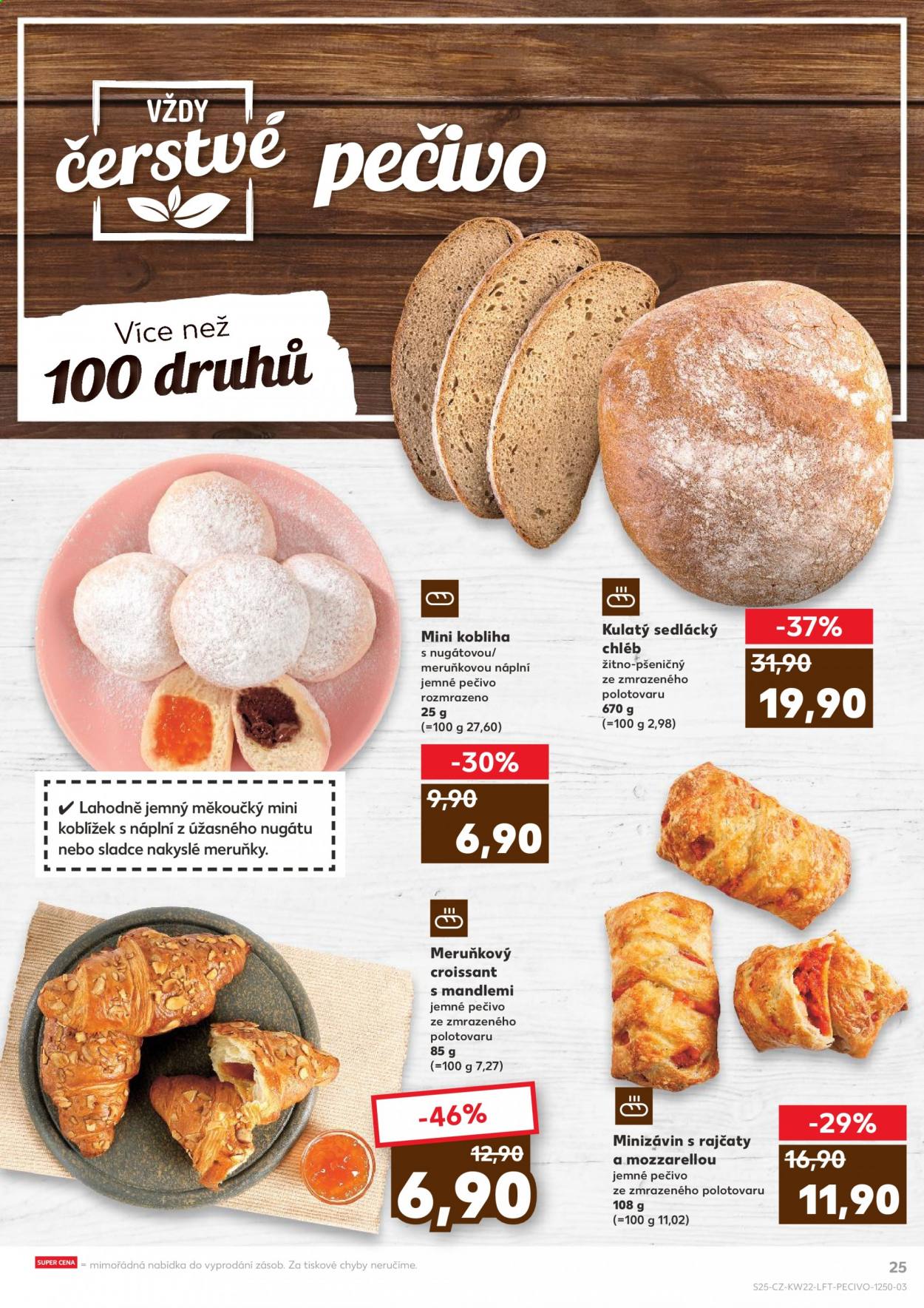 thumbnail - Leták Kaufland - 2.6.2021 - 8.6.2021 - Produkty v akci - croissant, kobliha, chléb, pečivo, plněné taštičky. Strana 25.