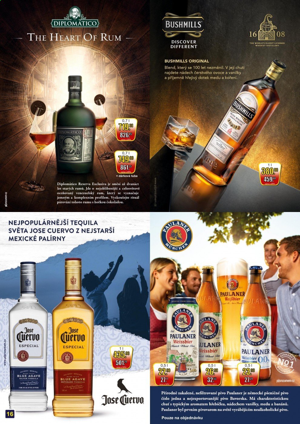 thumbnail - Leták Adam velkoobchod Šternberk - 1.6.2021 - 30.6.2021 - Produkty v akci - nealkoholický nápoj, pšeničné pivo, pivo, nealkoholické pivo, Paulaner, rum, whisky, Diplomático, Bushmills. Strana 16.