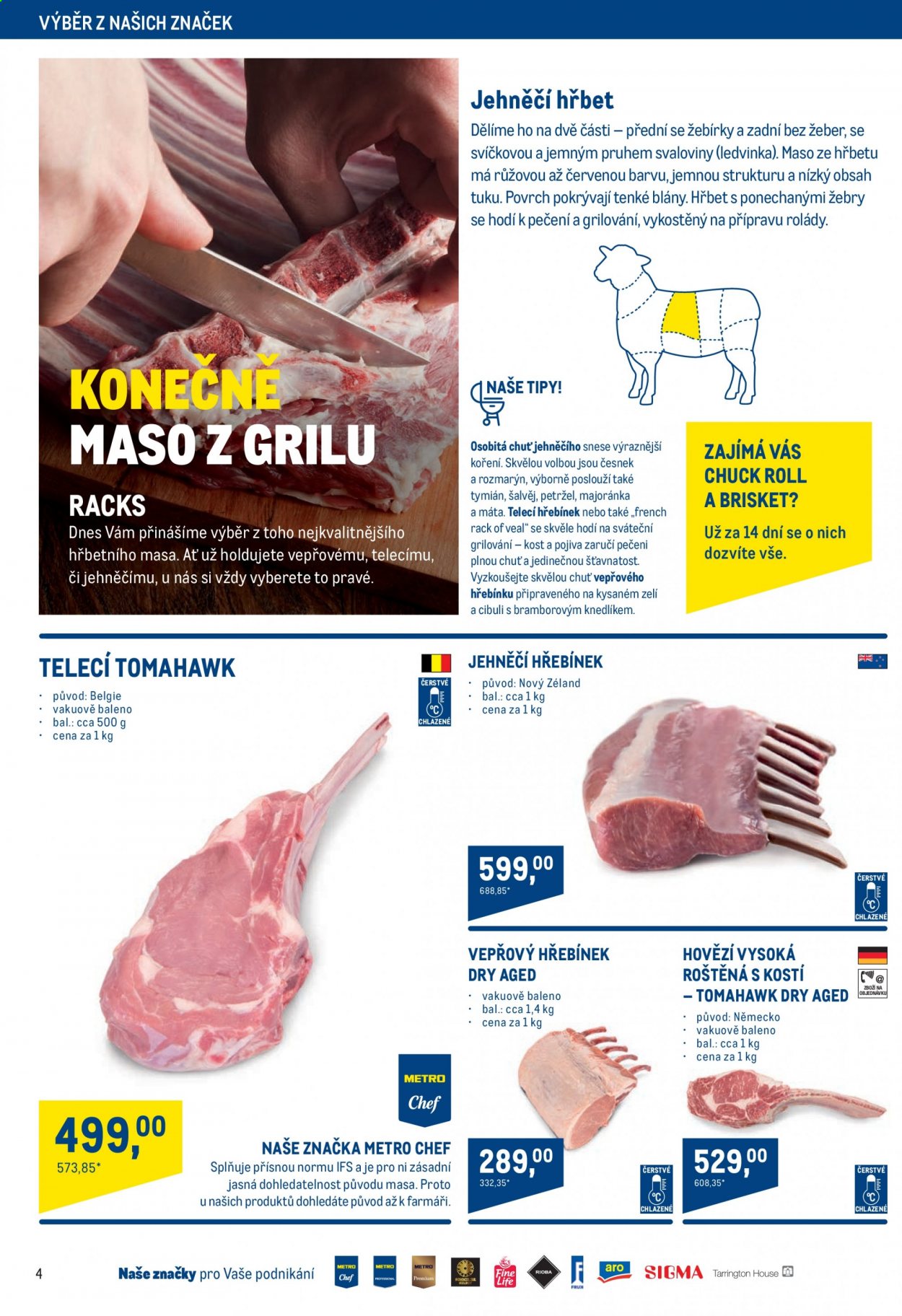 thumbnail - Leták MAKRO - 9.6.2021 - 22.6.2021 - Produkty v akci - vepřová pečeně, hovězí maso, hovězí vysoká roštěná, jehněčí hřebínek, jehněčí maso, telecí maso. Strana 4.