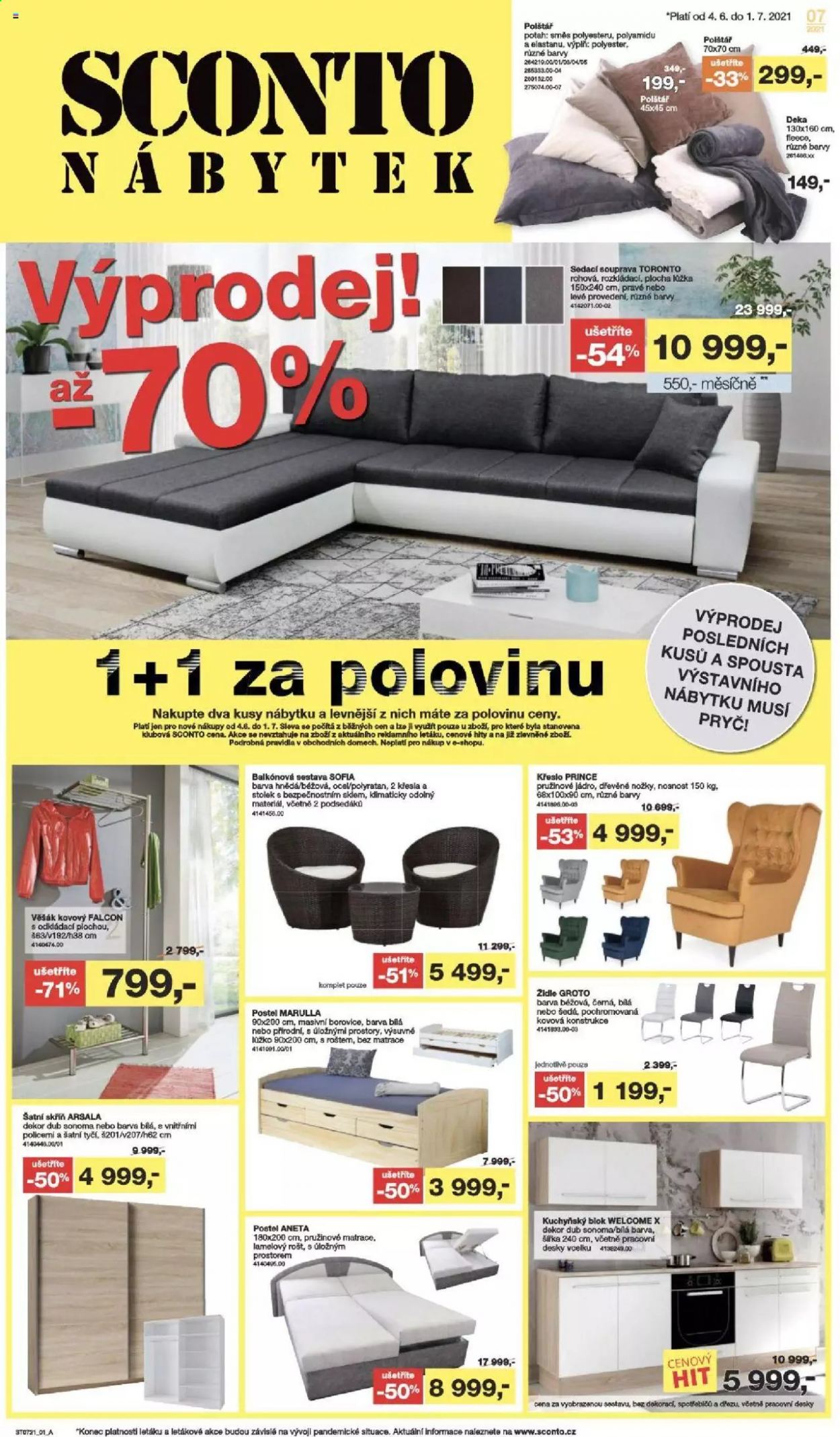 Leták SCONTO NÁBYTEK - 4.6.2021 - 1.7.2021. Strana 1