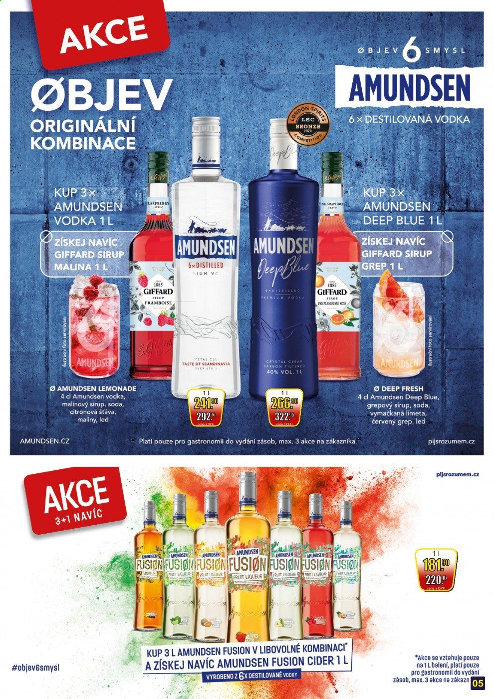 thumbnail - Leták Adam velkoobchod Šternberk - 1.7.2021 - 31.7.2021 - Produkty v akci - limetka, grapefruit, sirup, soda, alkohol, citronový koncentrát, vodka, cider, Amundsen. Strana 5.