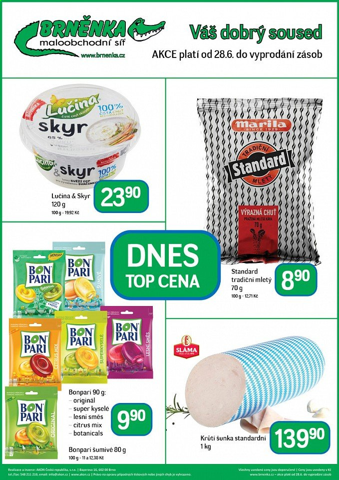 Leták Brněnka. Strana 1