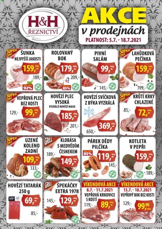 Leták Řeznictví H&H - 5.7.2021 - 18.7.2021. Strana 1