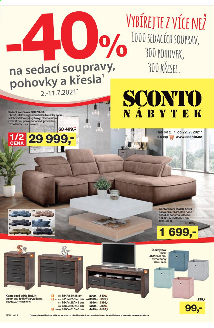 Leták SCONTO NÁBYTEK - 2.7.2021 - 22.7.2021. Strana 1