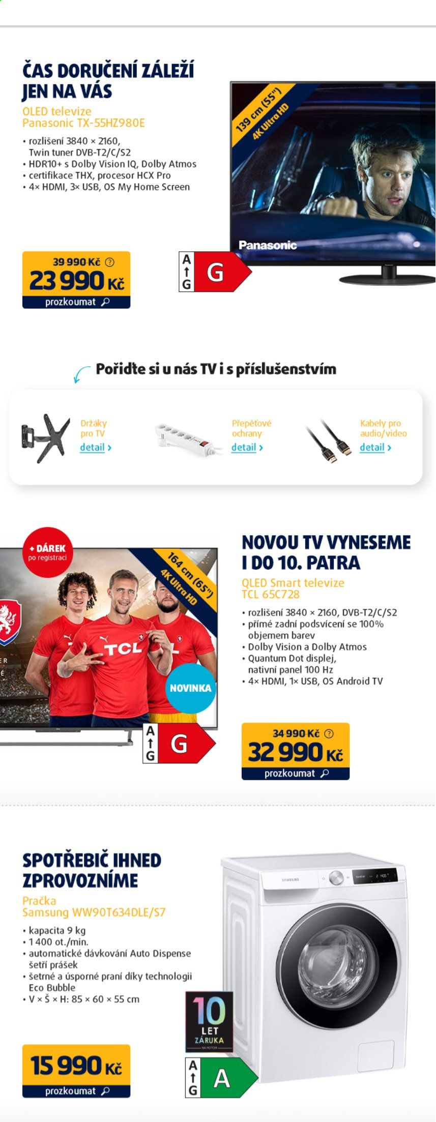thumbnail - Leták DATART - 21.7.2021 - 25.7.2021 - Produkty v akci - Panasonic, Samsung, smart tv, televize, OLED TV, QLED TV, TCL, pračka. Strana 2.