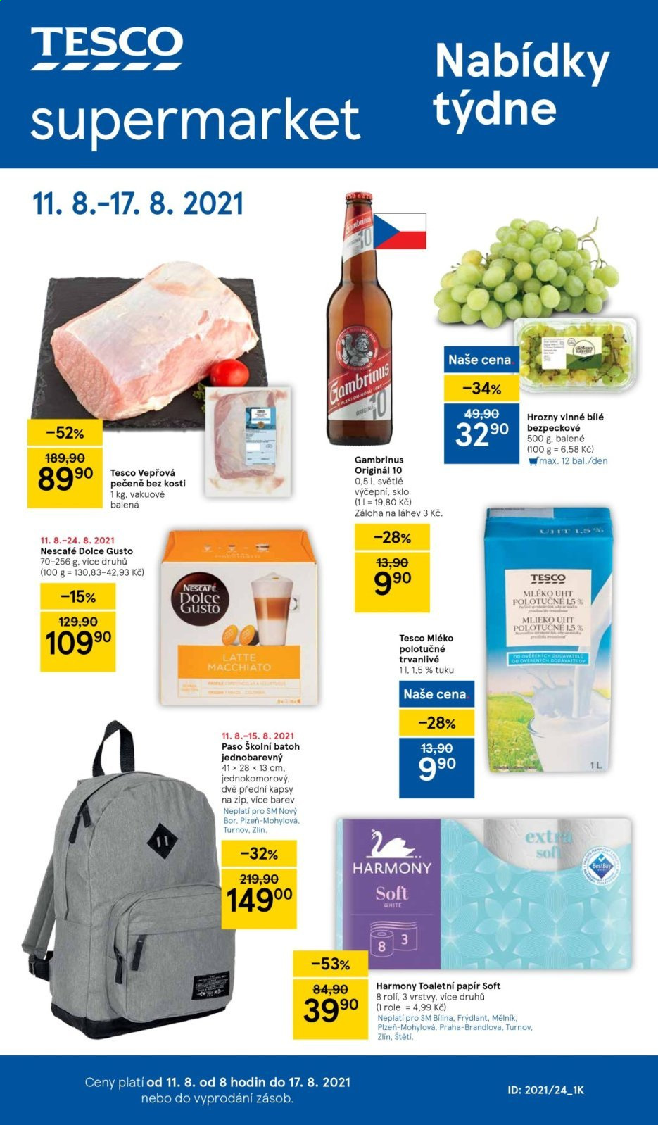 Leták TESCO supermarket - 11.8.2021 - 17.8.2021. Strana 1