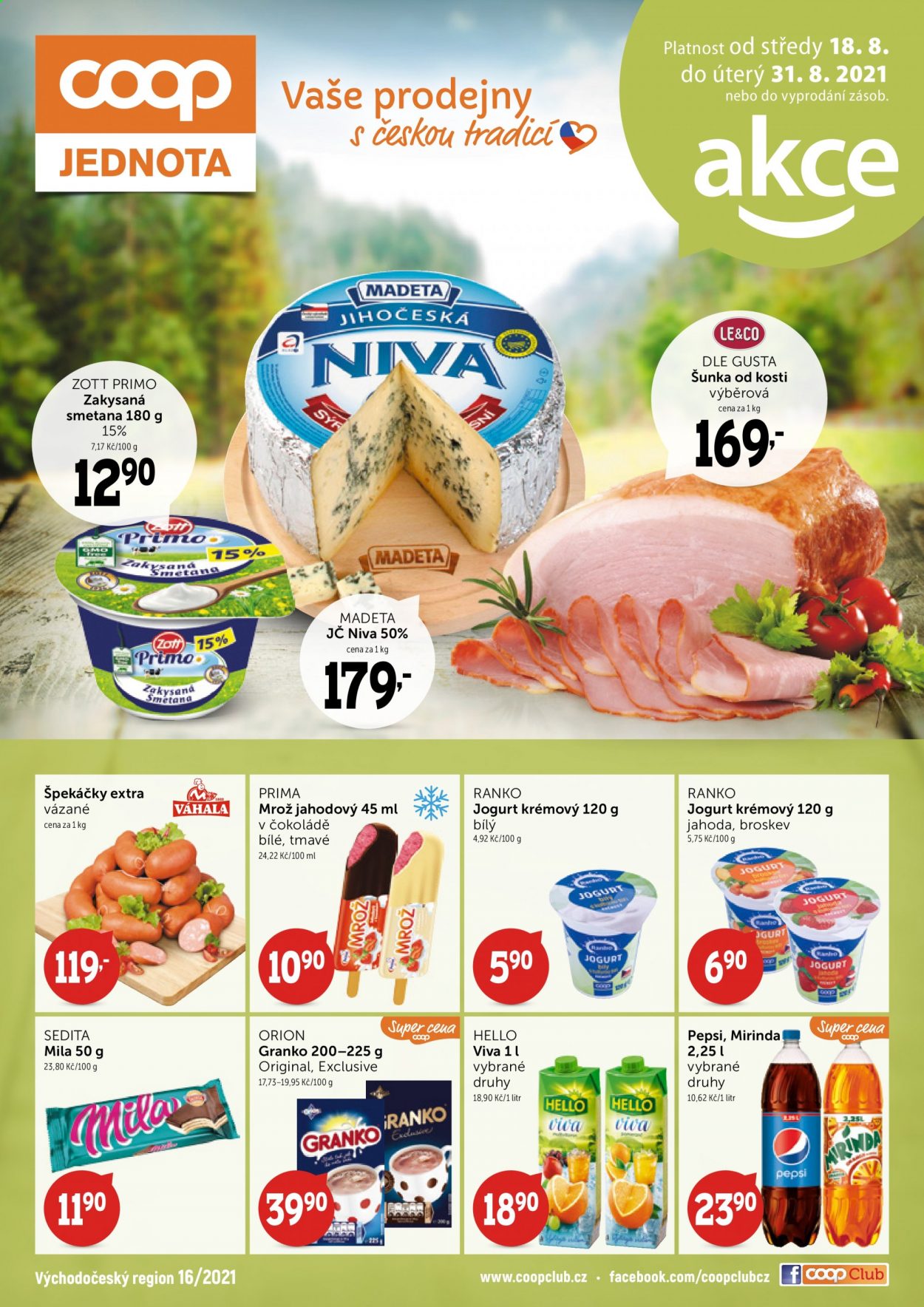 Leták coop JEDNOTA - 18.8.2021 - 31.8.2021. Strana 1