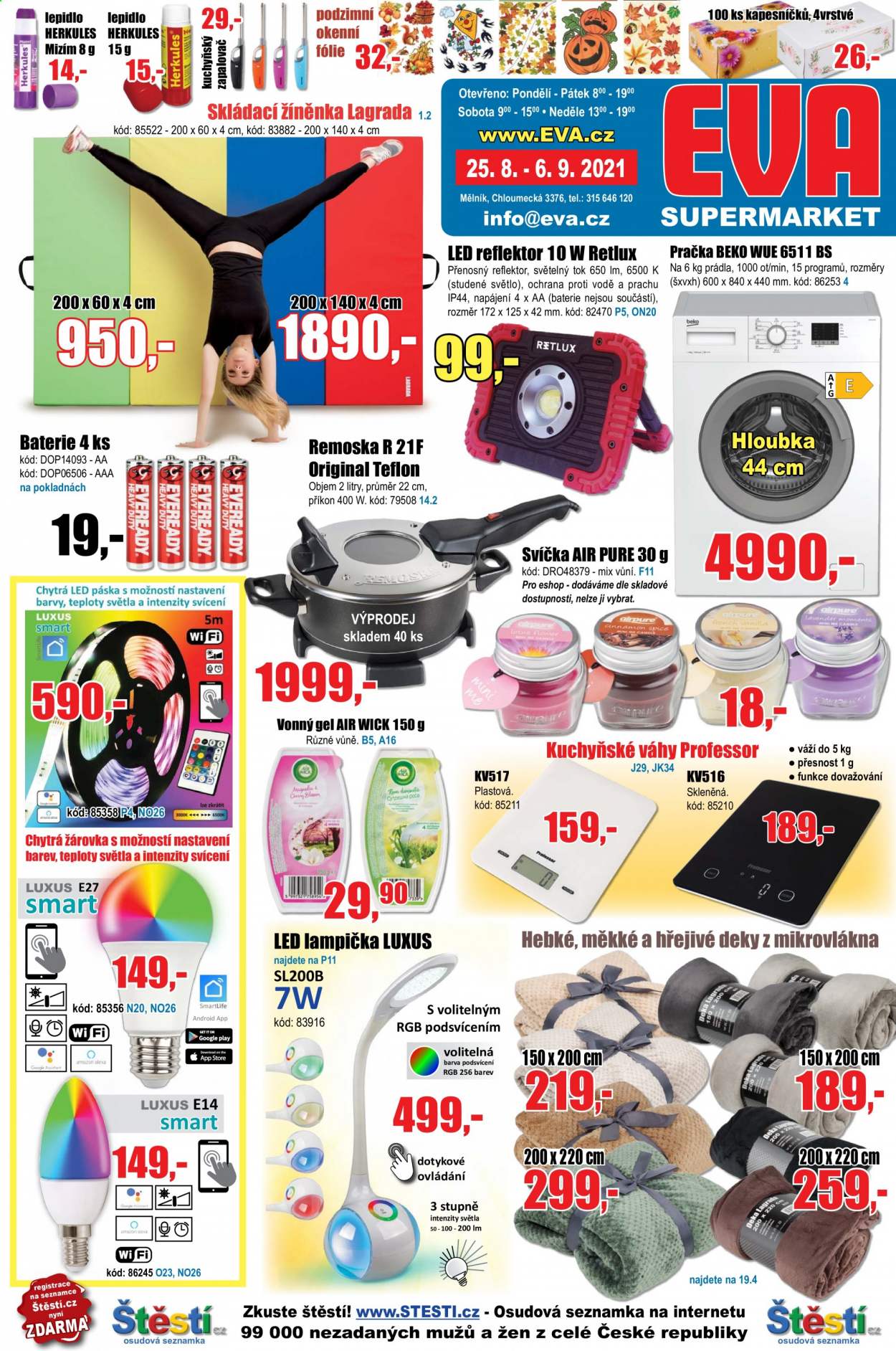 Leták EVA supermarket - 25.8.2021 - 6.9.2021. Strana 1