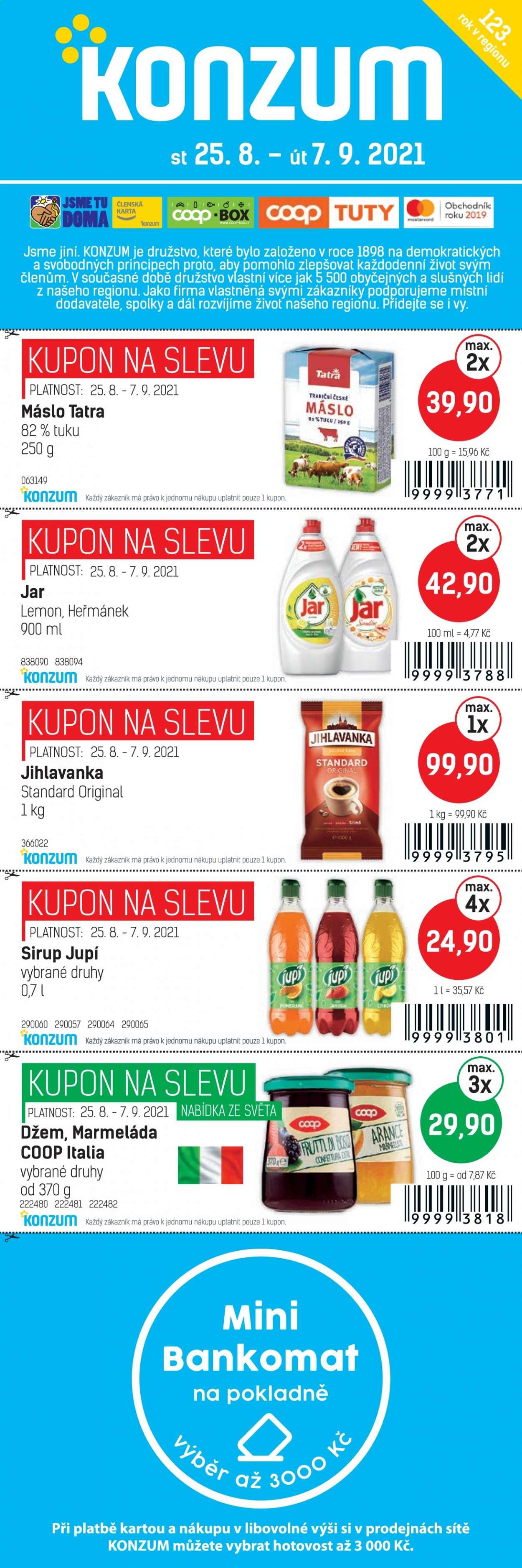 Leták Konzum - 25.8.2021 - 7.9.2021. Strana 1