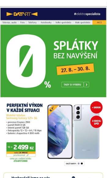 Leták DATART - 27.8.2021 - 30.8.2021.