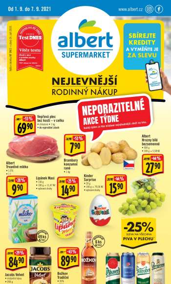Leták Albert Supermarket - 1.9.2021 - 7.9.2021.