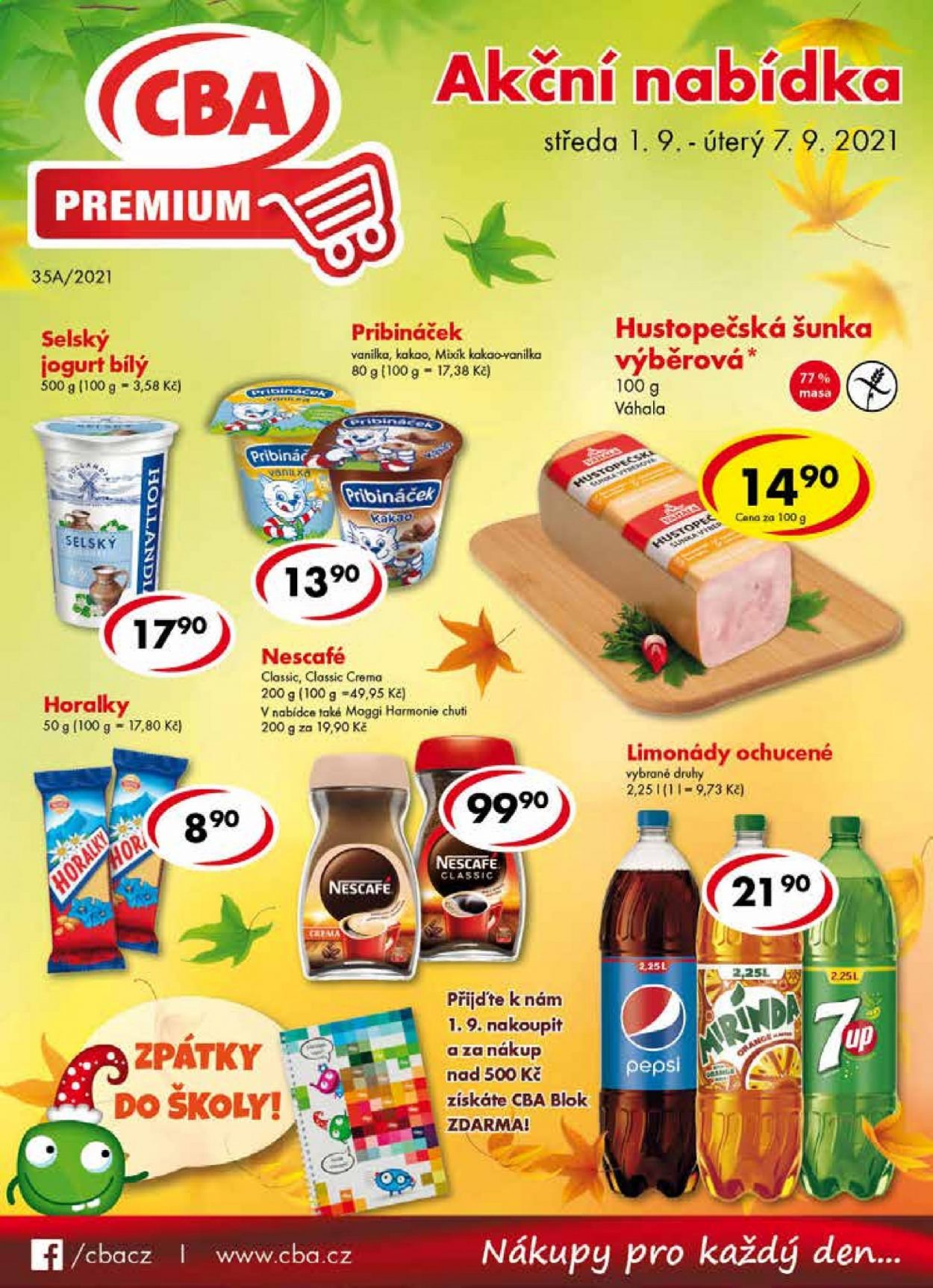 Leták CBA Premium - 1.9.2021 - 7.9.2021. Strana 1