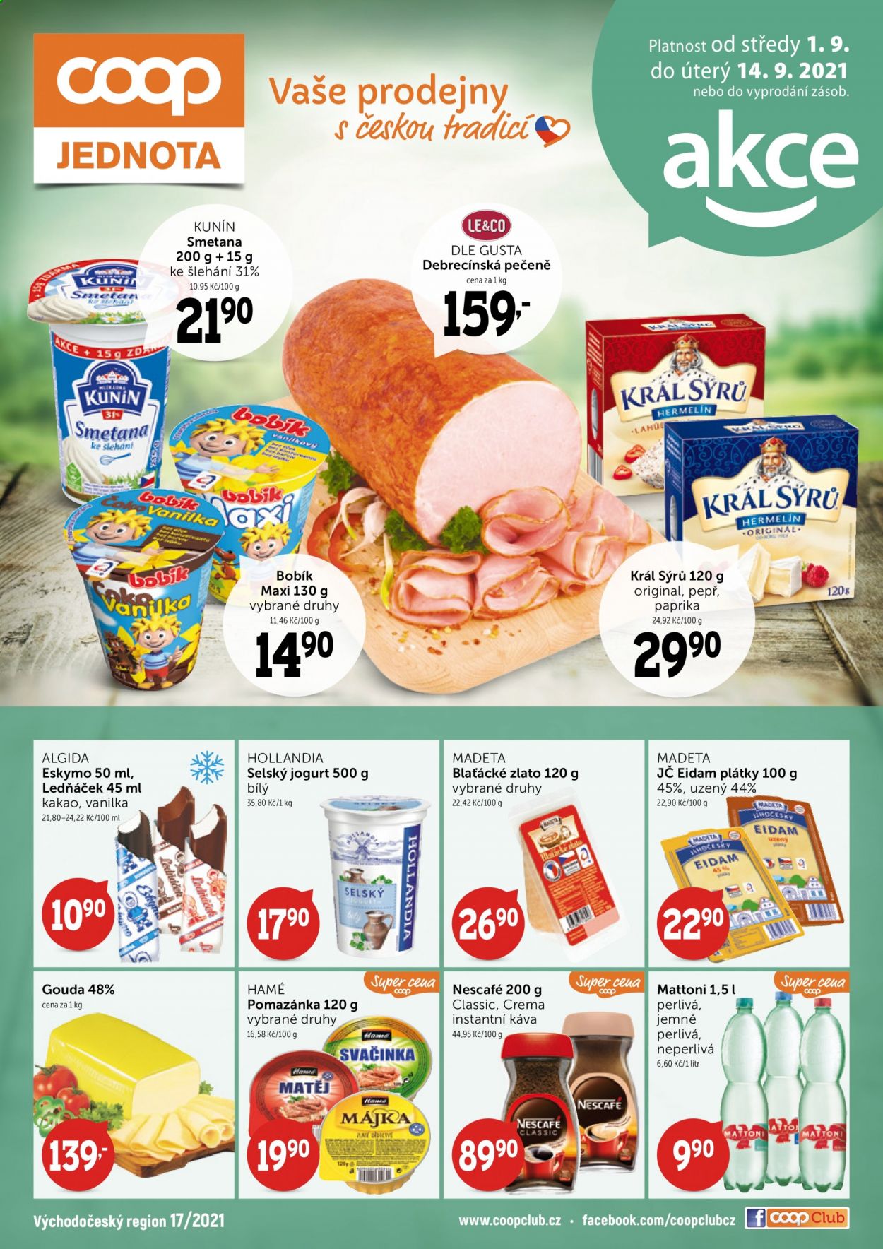 Leták coop JEDNOTA - 1.9.2021 - 14.9.2021. Strana 1