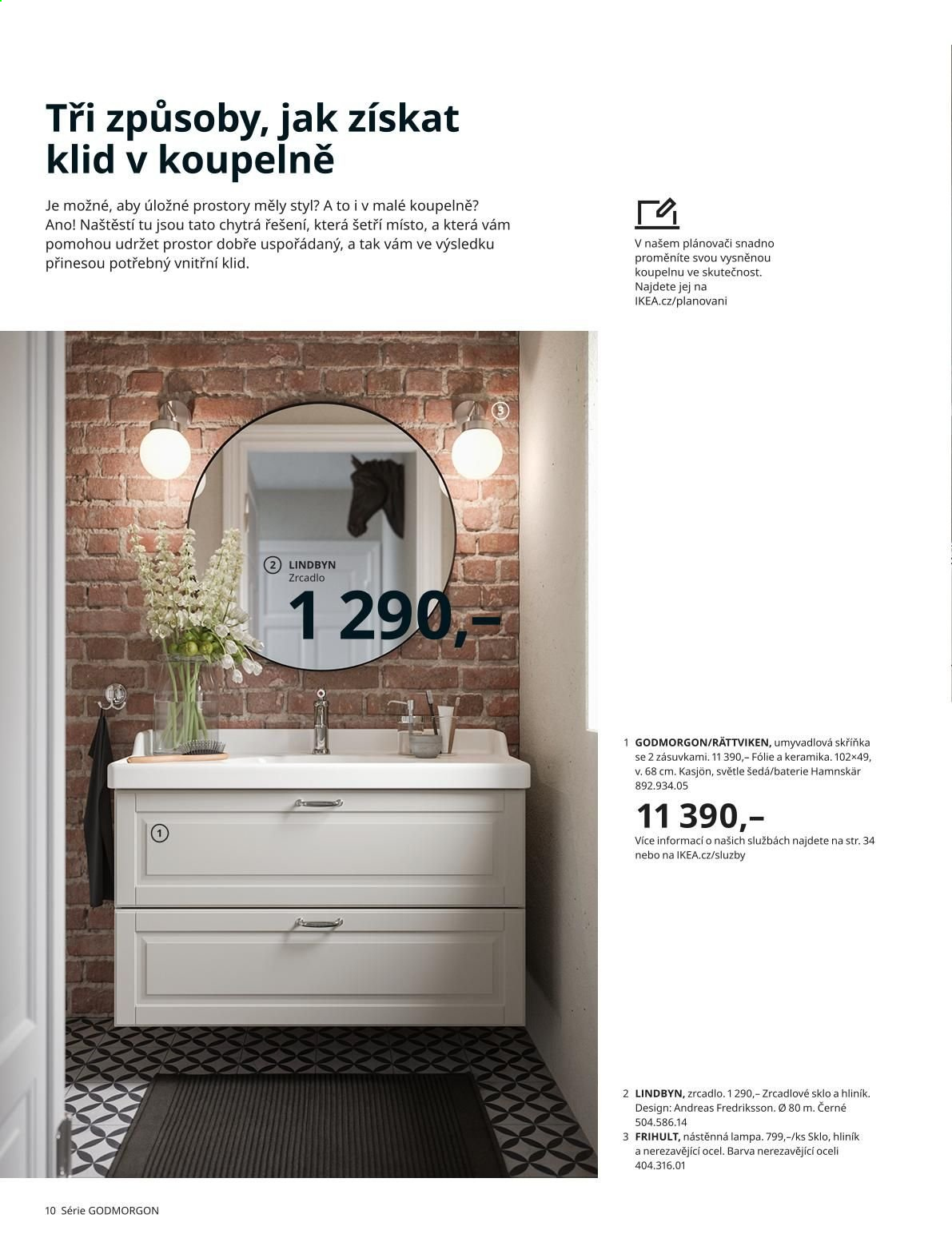 thumbnail - Leták IKEA - 3.9.2021 - 30.9.2021 - Produkty v akci - baterie, skříň, skříňka pod umyvadlo, zrcadlo, keramika, lampa. Strana 10.