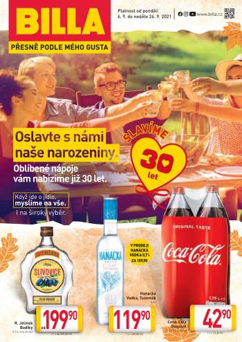 Leták BILLA - 6.9.2021 - 26.9.2021.