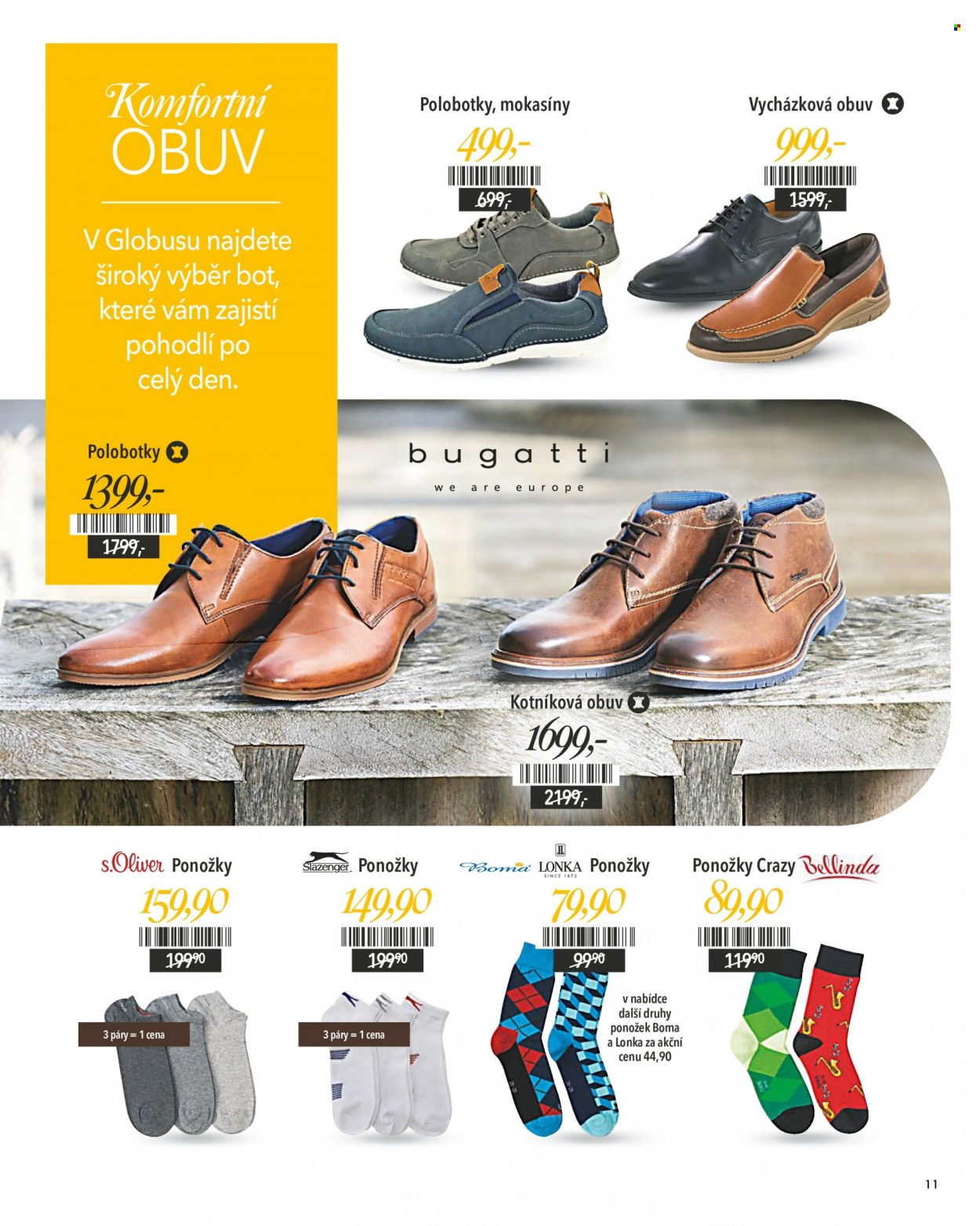 thumbnail - Leták Globus - 9.9.2021 - 5.10.2021 - Produkty v akci - ponožky, boty, kotníčkové boty, polobotky. Strana 11.