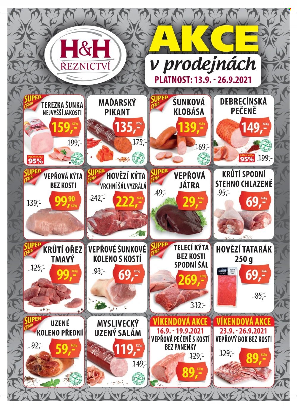 Leták Řeznictví H&H - 13.9.2021 - 26.9.2021. Strana 1