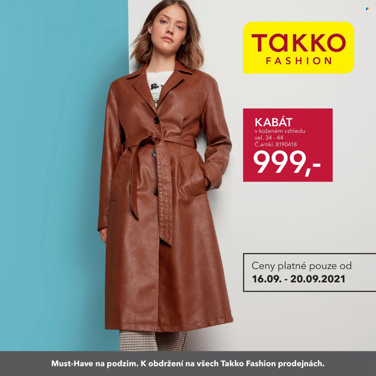 Leták Takko - 16.9.2021 - 20.9.2021. Strana 1