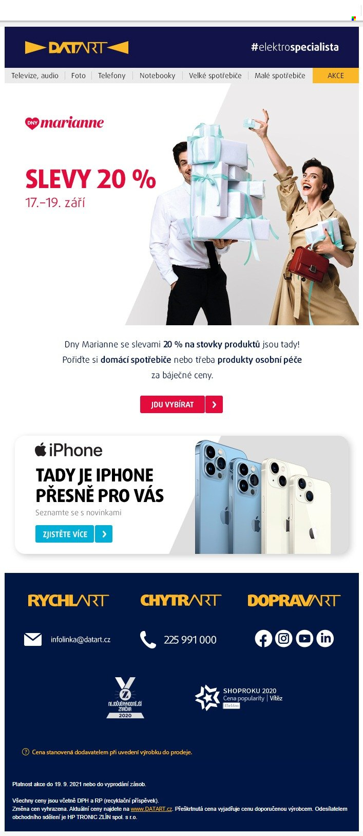 Leták DATART - 17.9.2021 - 19.9.2021. Strana 1
