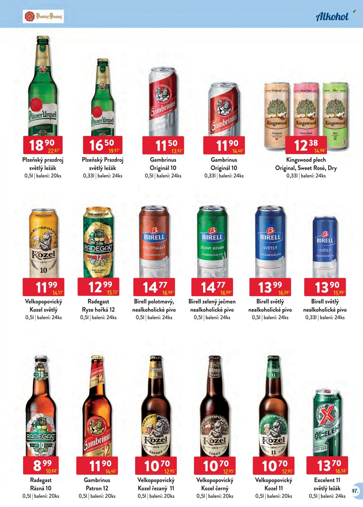 thumbnail - Leták Astur & Qanto velkoobchod - 1.10.2021 - 31.10.2021 - Produkty v akci - nealkoholický nápoj, Gambrinus, černé pivo, světlé pivo, Radegast, Birell, Velkopopovický Kozel, Excelent, světlý ležák, ležák, Patron, pivo, nealkoholické pivo, cider, Kingswood, Weet. Strana 47.