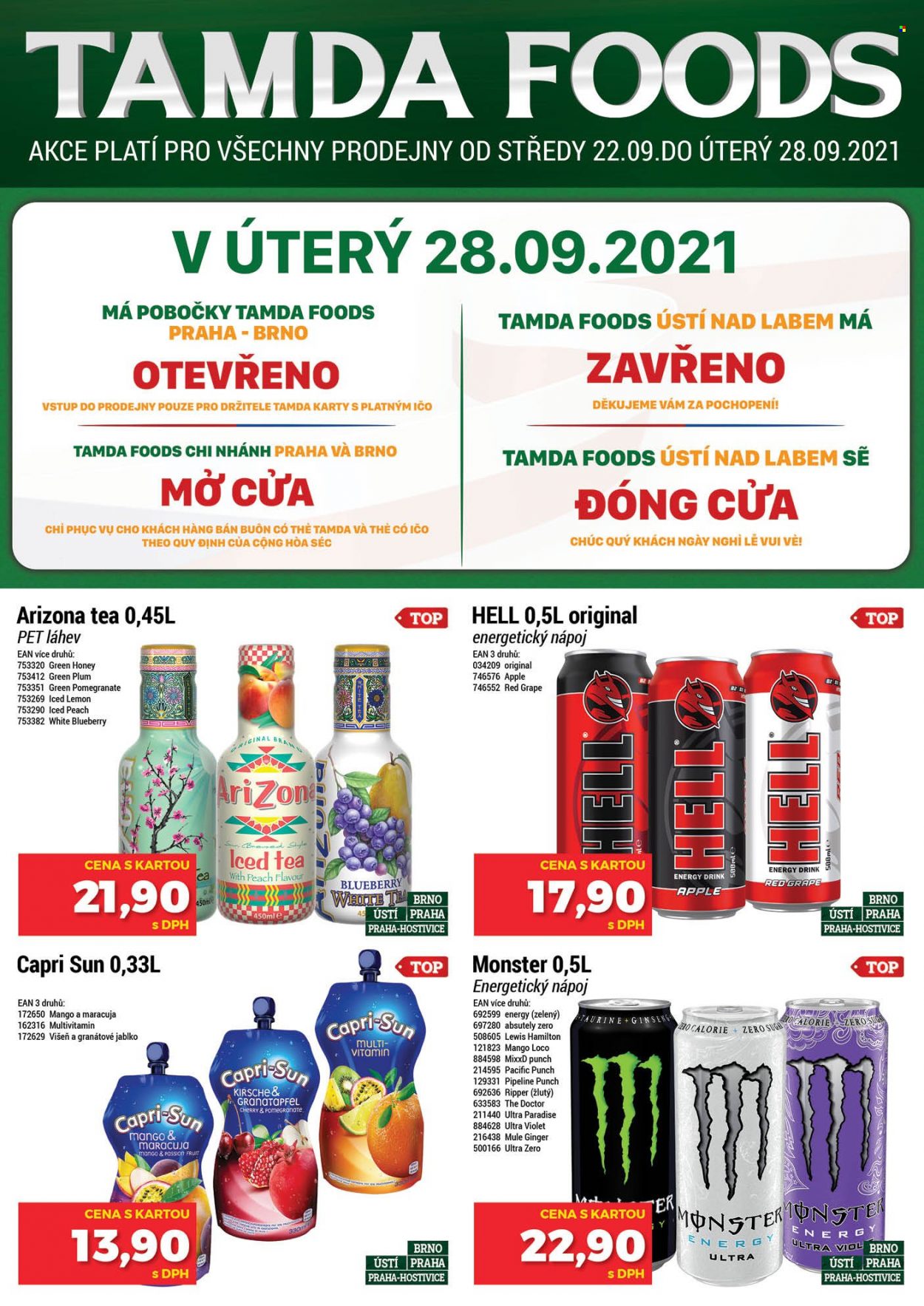 Leták Tamda Foods - 22.9.2021 - 28.9.2021. Strana 1
