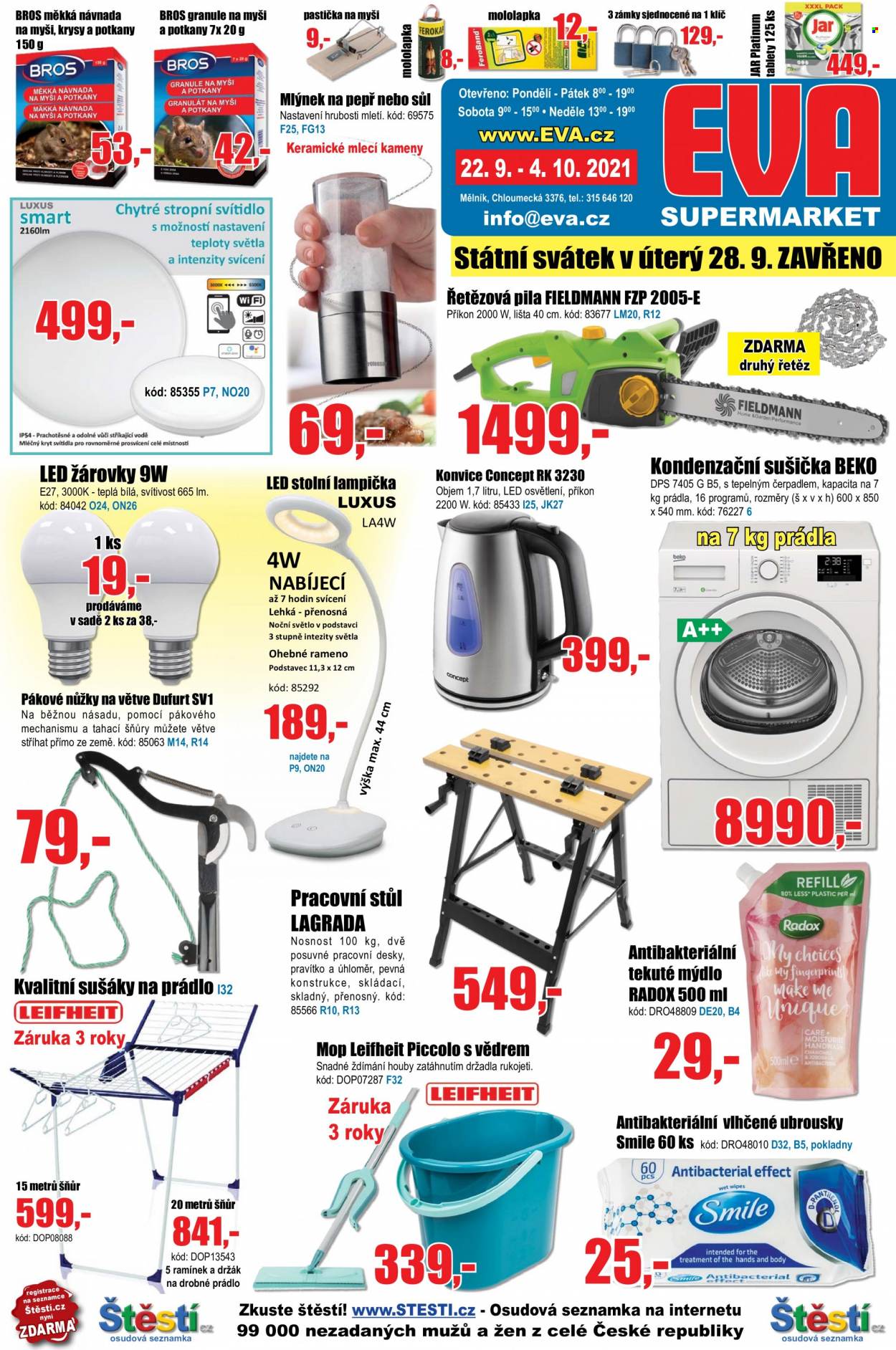 Leták EVA supermarket - 22.9.2021 - 4.10.2021. Strana 1