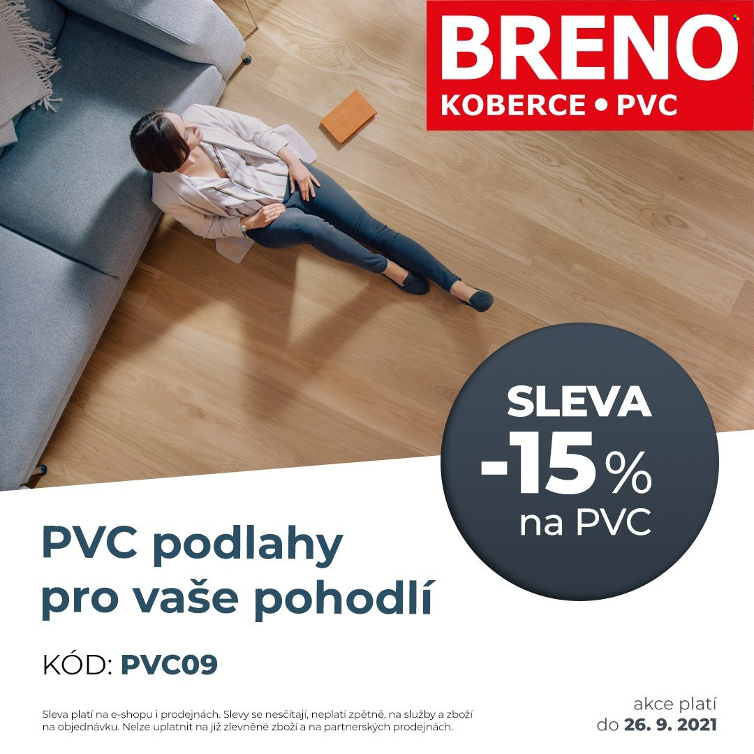 thumbnail - Leták Koberce BRENO - 22.9.2021 - 26.9.2021 - Produkty v akci - podlaha, koberec. Strana 1.
