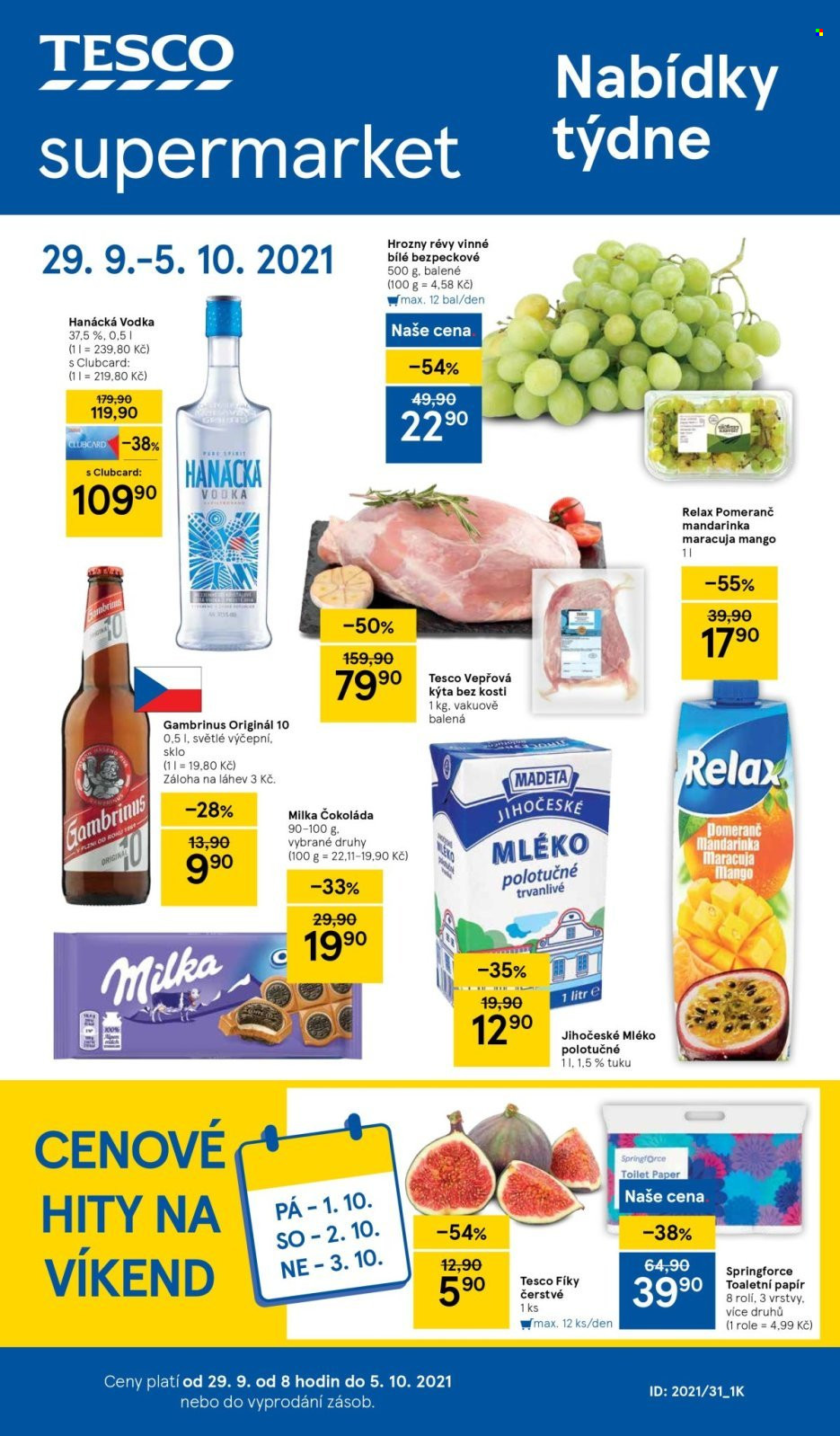 Leták TESCO supermarket - 29.9.2021 - 5.10.2021. Strana 1