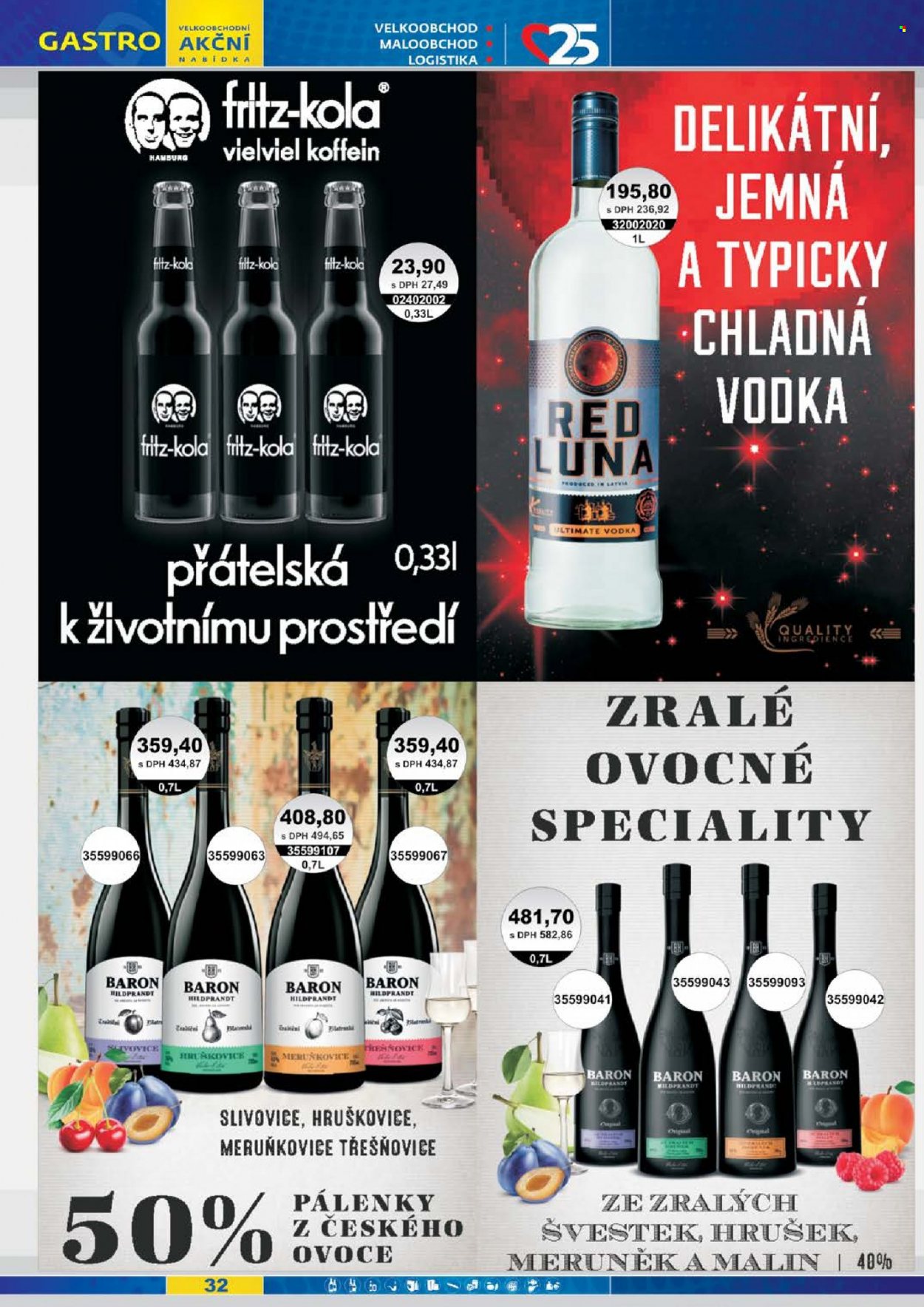 thumbnail - Leták JIP - 1.10.2021 - 31.10.2021 - Produkty v akci - alkohol, vodka, slivovice, hruškovice, třešňovice, meruňkovice. Strana 32.