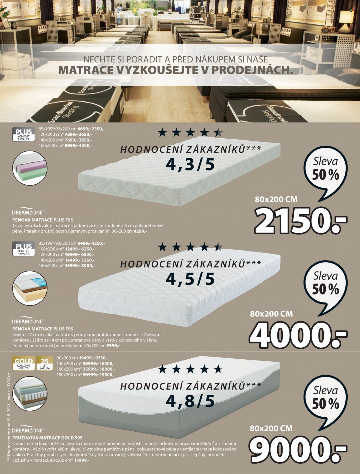 thumbnail - Leták JYSK - 4.10.2021 - 20.10.2021 - Produkty v akci - pěnová matrace, pružinová matrace. Strana 10.