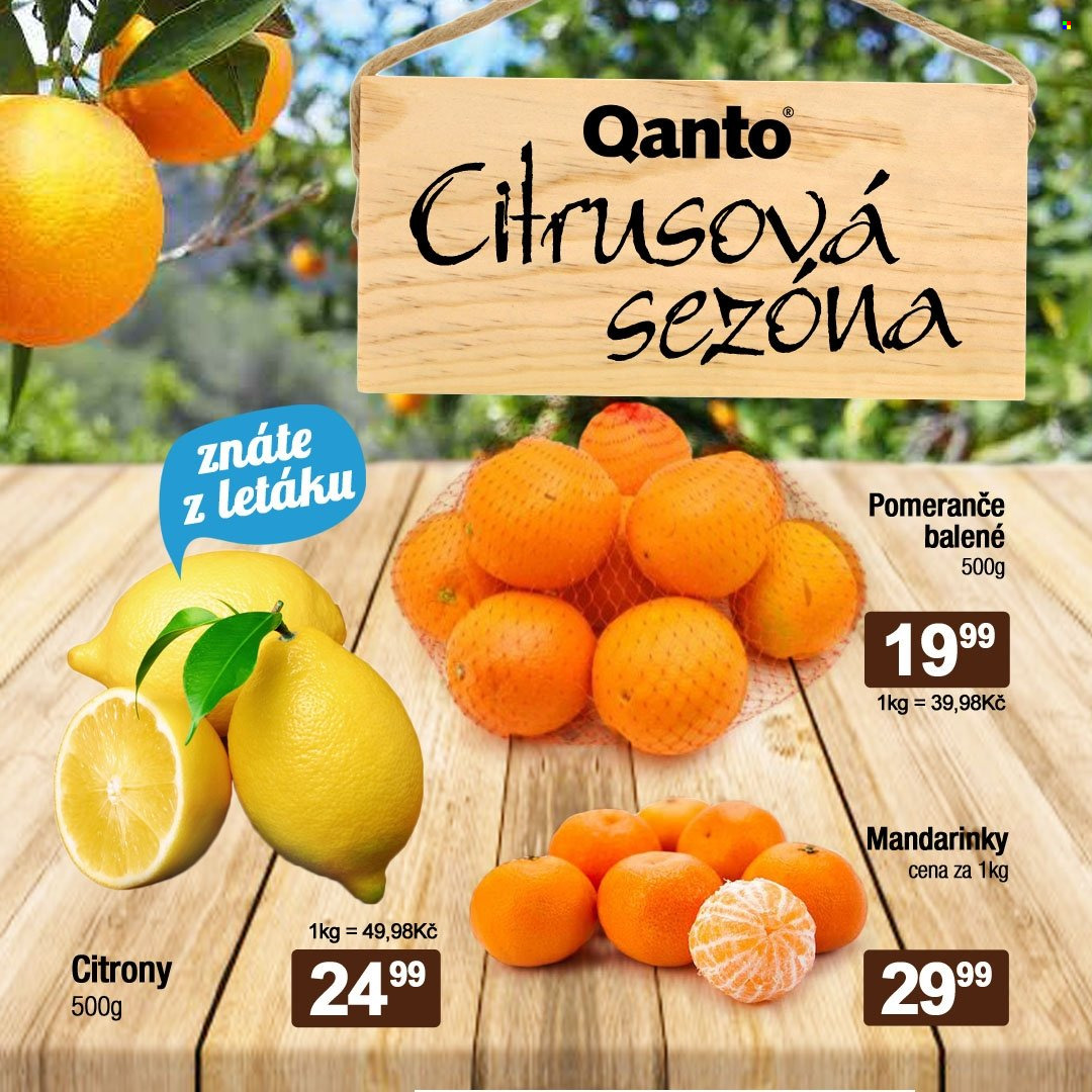 thumbnail - Leták Qanto market - 8.10.2021 - 10.10.2021 - Produkty v akci - citróny, mandarinky, pomeranče. Strana 1.