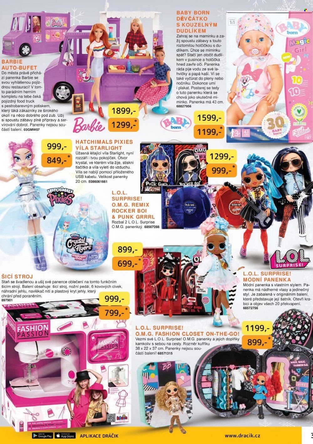 thumbnail - Leták DRÁČIK - 11.10.2021 - 31.12.2021 - Produkty v akci - Barbie, Hatchimals, panenka, truck, Baby Born, L.O.L. Surprise. Strana 3.